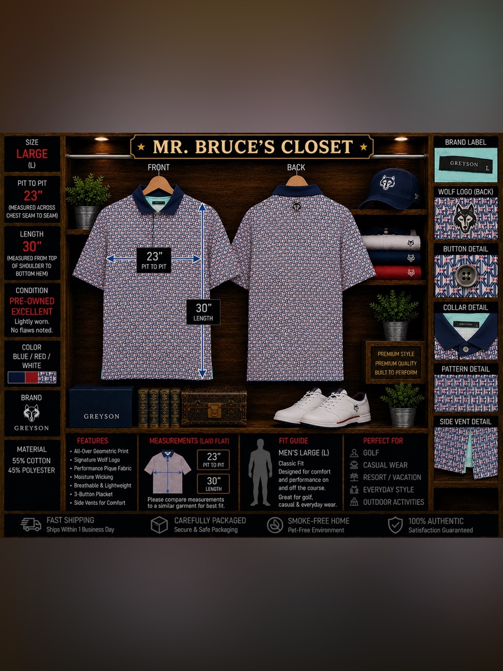 Greyson Blue & Pink Micro-Pattern Polo